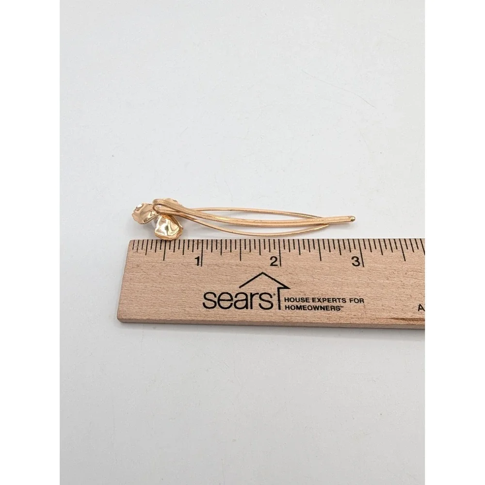 Vintage Style Gold Tone Floral Pearl Hair Slide Bobby Pin Barrette Accessory